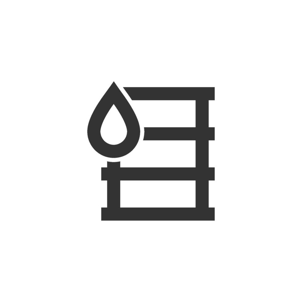 Oil barrel icon in thick outline style. Black and white monochrome vector illustration.