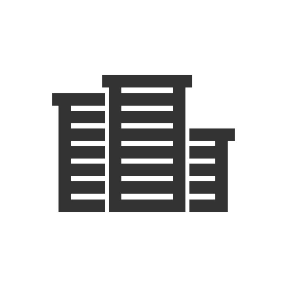 Hotel building icon in thick outline style. Black and white monochrome vector illustration.
