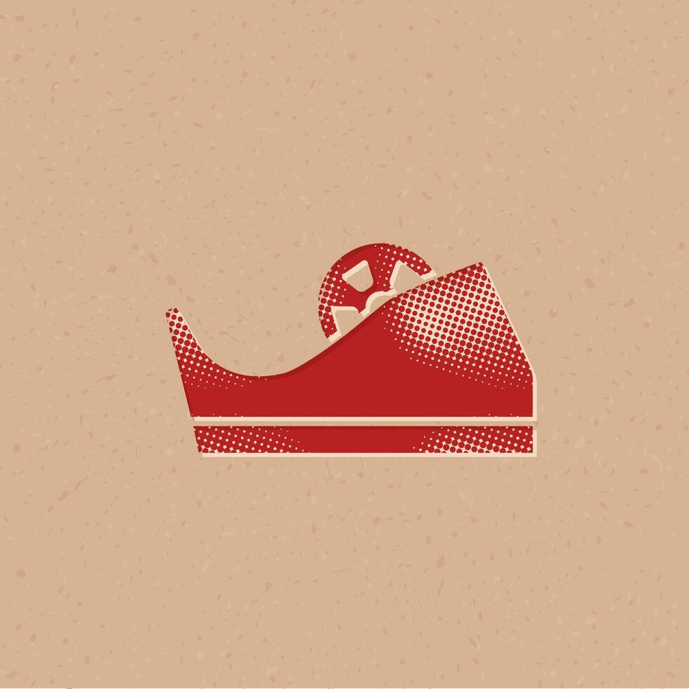 Tape dispenser halftone style icon with grunge background vector illustration