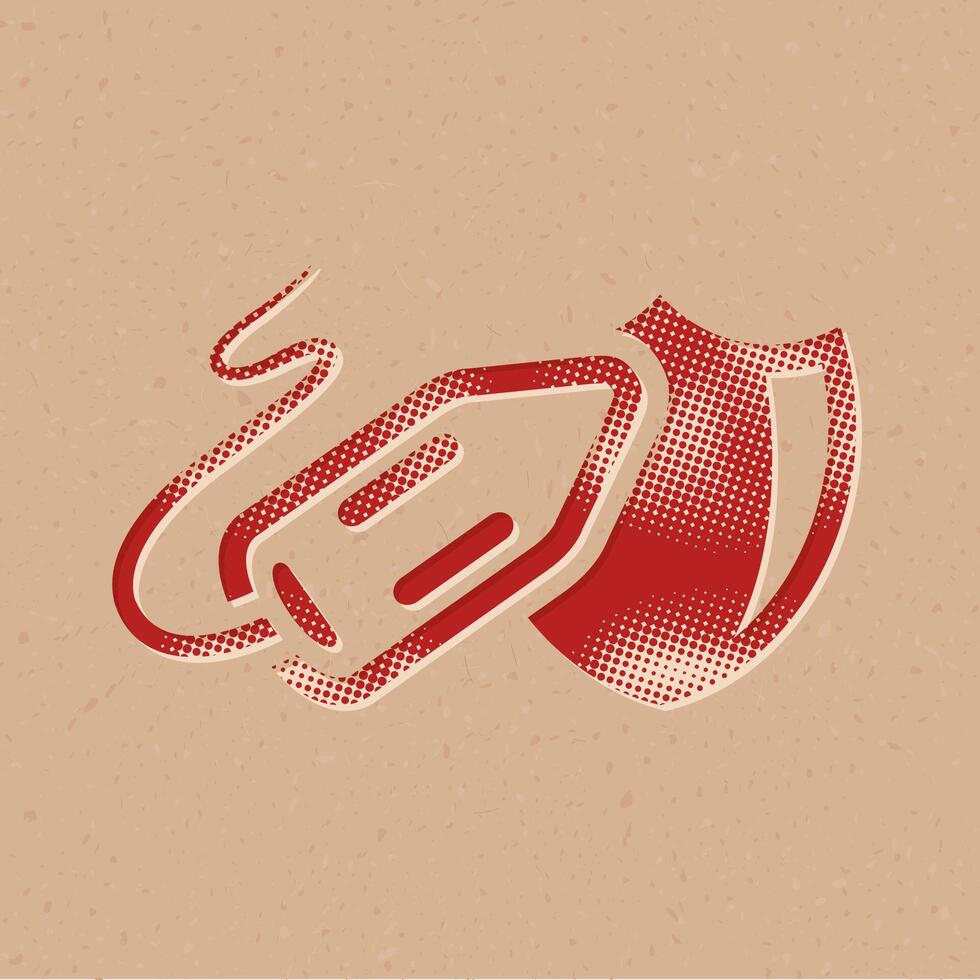 Lifeguard rescue halftone style icon with grunge background vector illustration