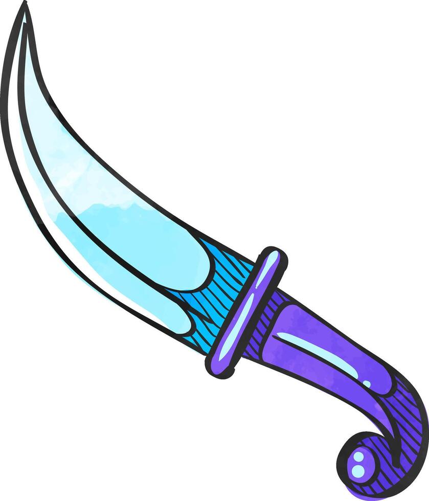 Knife icon in color drawing. Weapon assault battle danger dagger vector