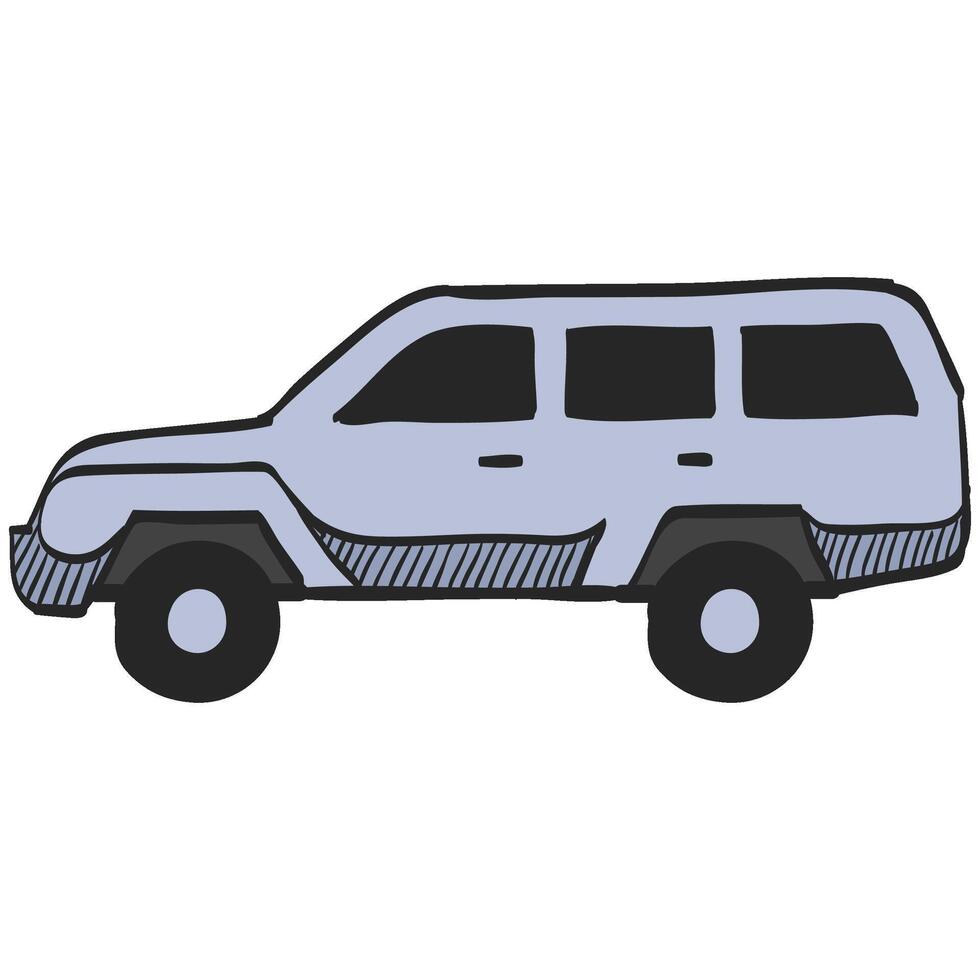 Military vehicle icon in hand drawn color vector illustration