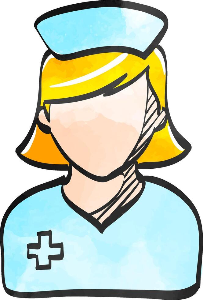 Nurse icon in watercolor style. vector