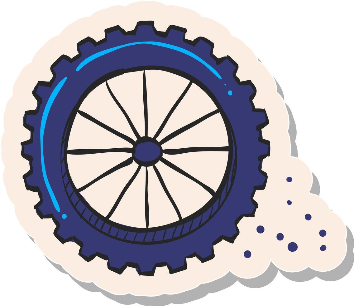 Hand drawn sticker style icon Motorcycle tyre vector