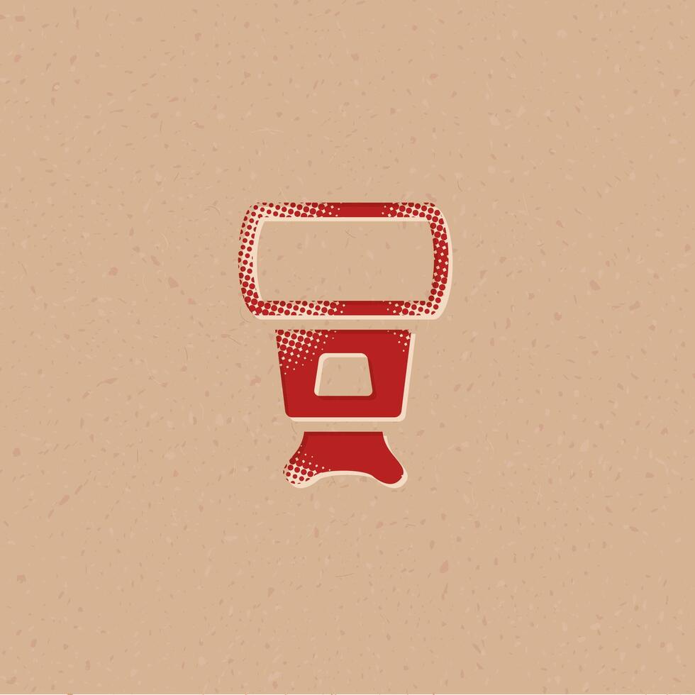 Camera flash halftone style icon with grunge background vector illustration