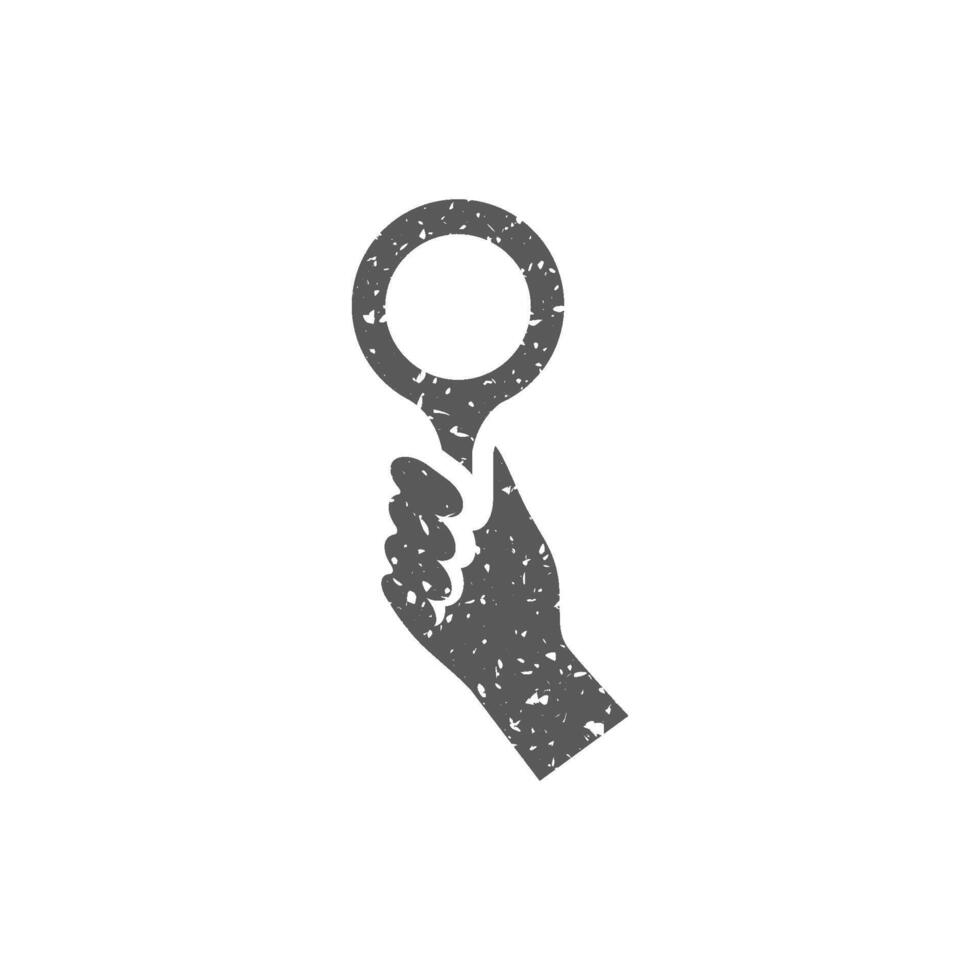 Bidder hand icon in grunge texture vector illustration