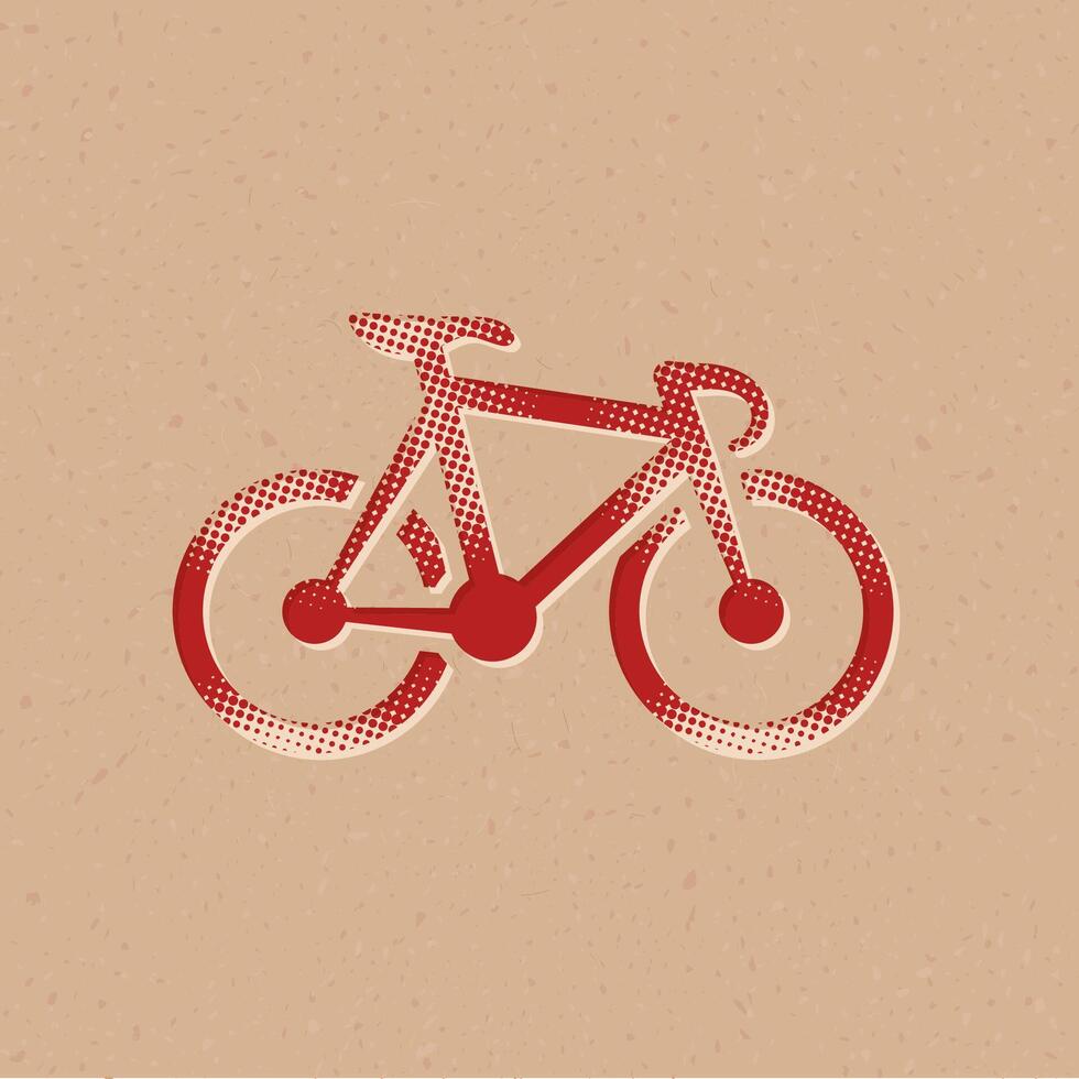 Track bike halftone style icon with grunge background vector illustration