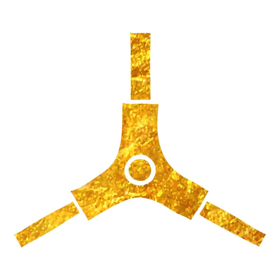Hand drawn Allen key icon in gold foil texture vector illustration