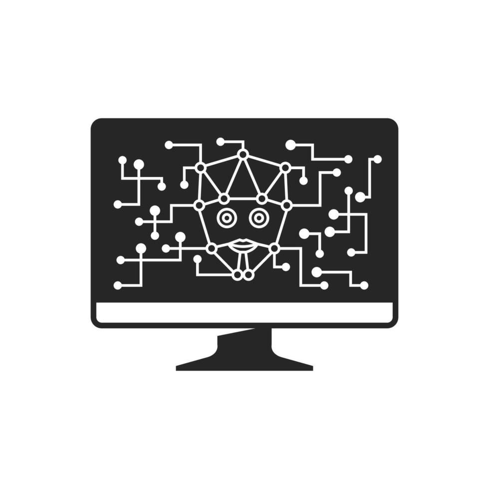 Artificial intelligence concept icon in black and white vector