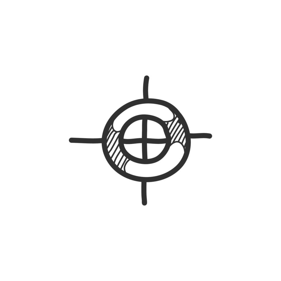 Printing registration mark icon in hand drawn doodle vector