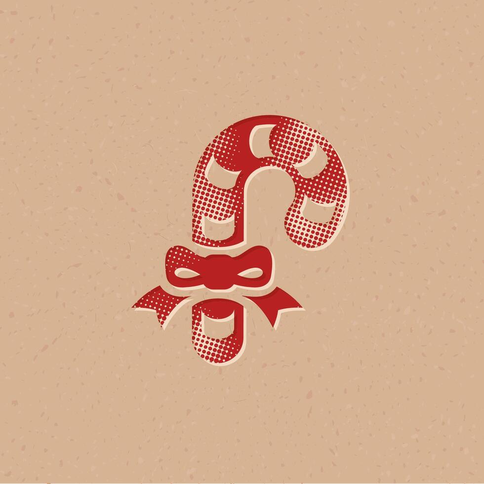 caramelo caña trama de semitonos estilo icono con grunge antecedentes vector ilustración