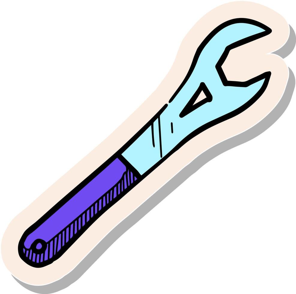 Hand drawn sticker style Bicycle spanner icon vector illustration