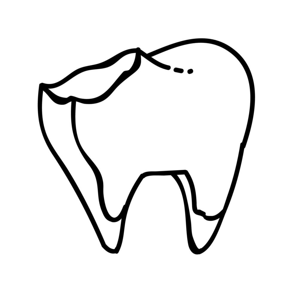 Unhealthy tooth icon. Hand drawn vector illustration. Editable line stroke.