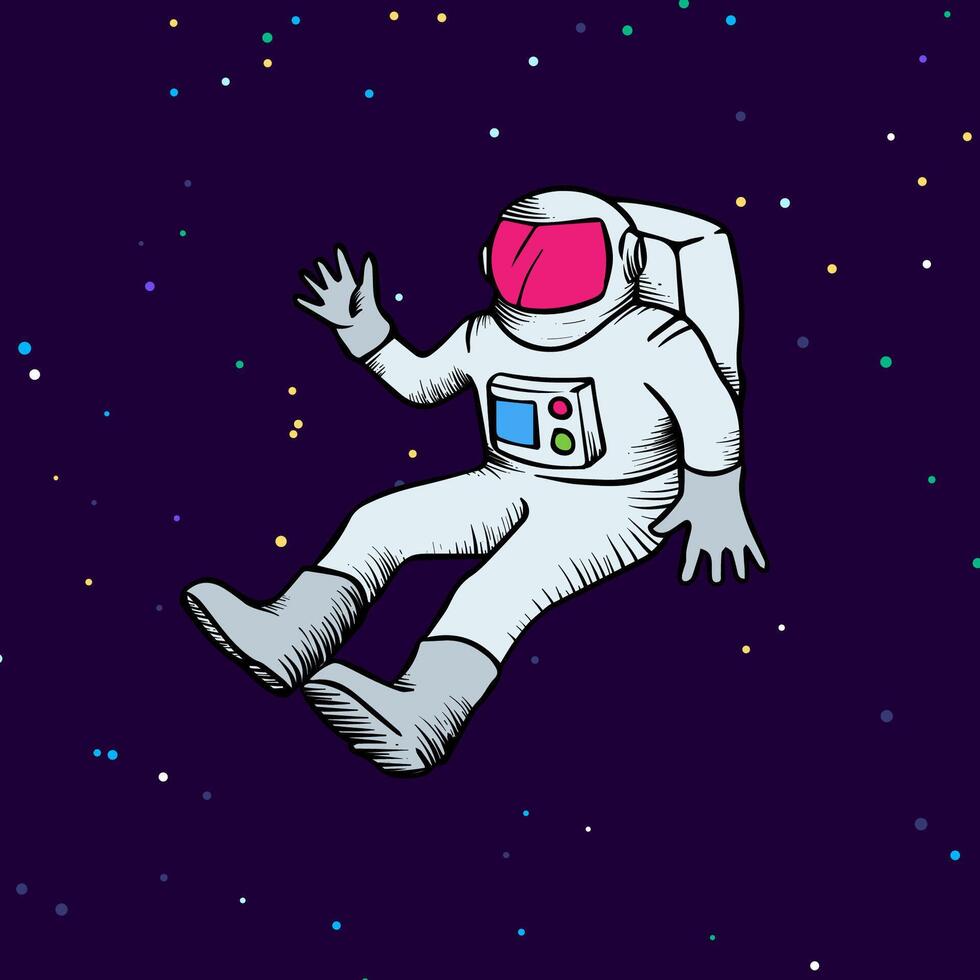 Astronaut hand drawn sketch vector illustration