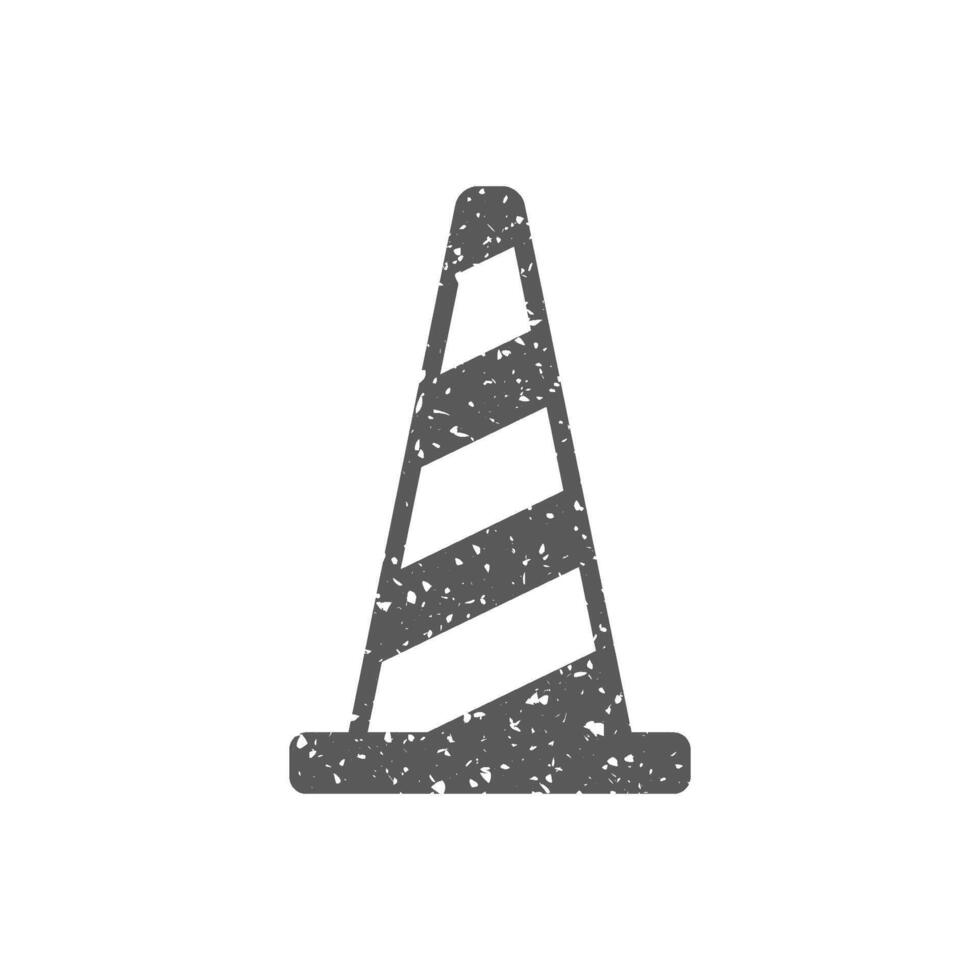 Traffic cone icon in grunge texture vector illustration