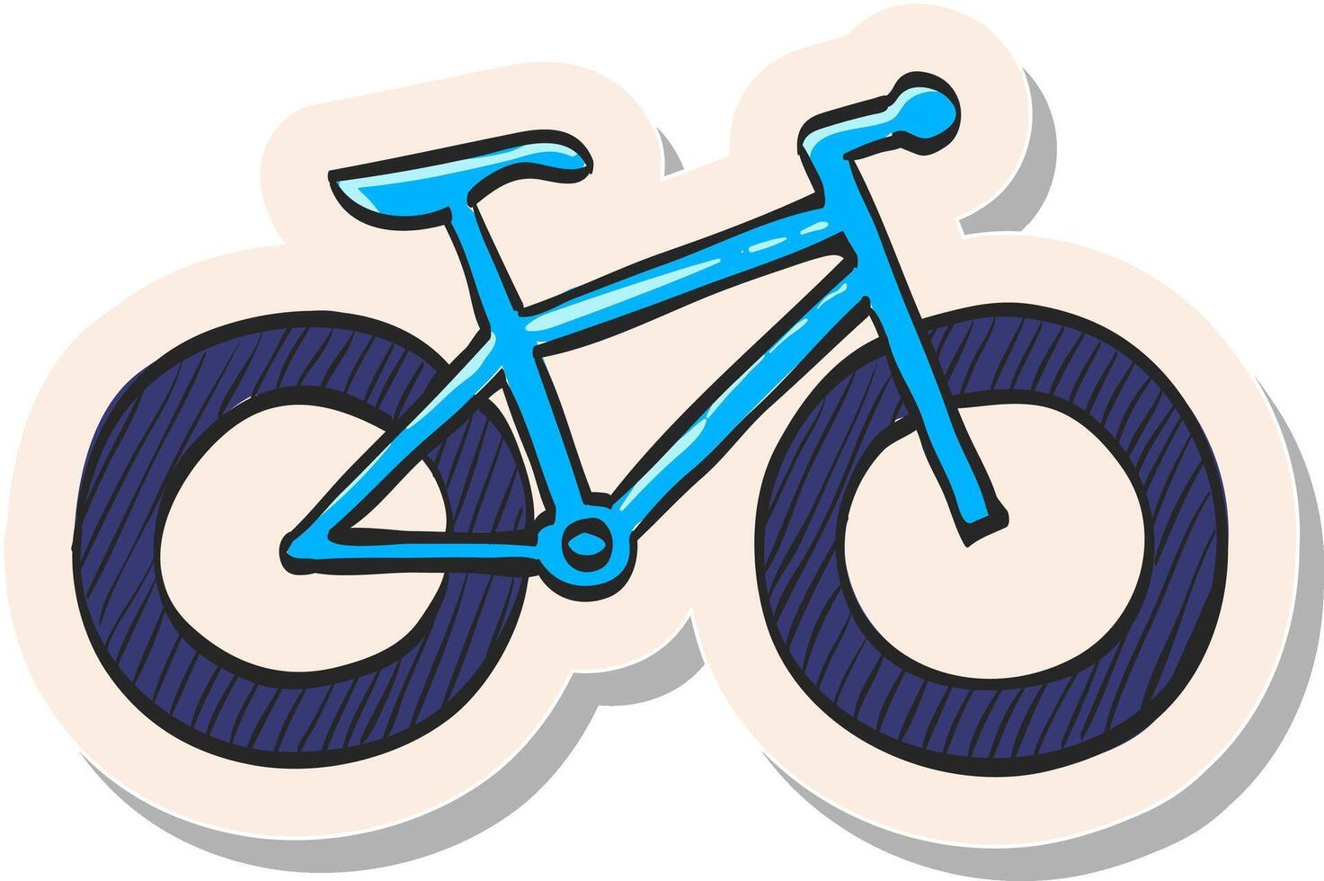 Hand drawn Fat tire bicycle icon in sticker style vector illustration