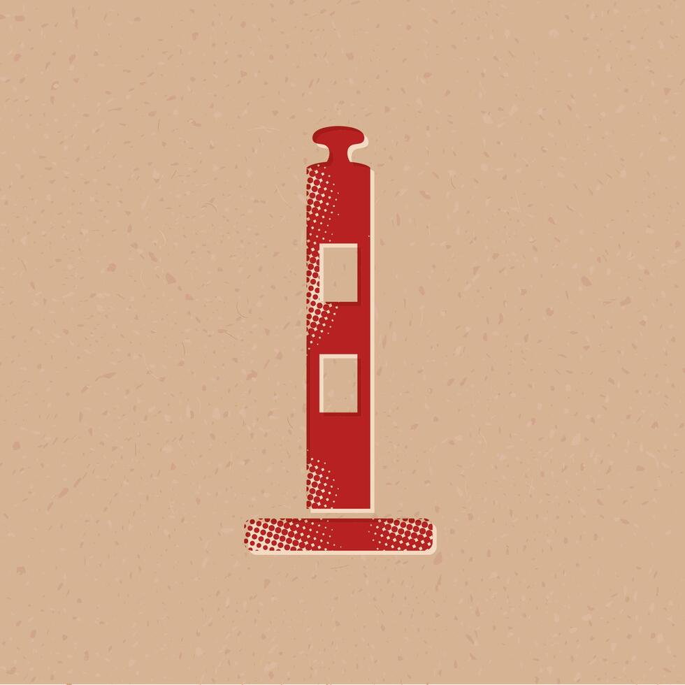 Traffic cone halftone style icon with grunge background vector illustration