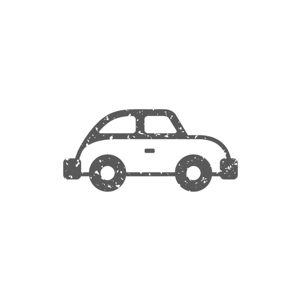 Clásico coche icono en grunge textura vector ilustración