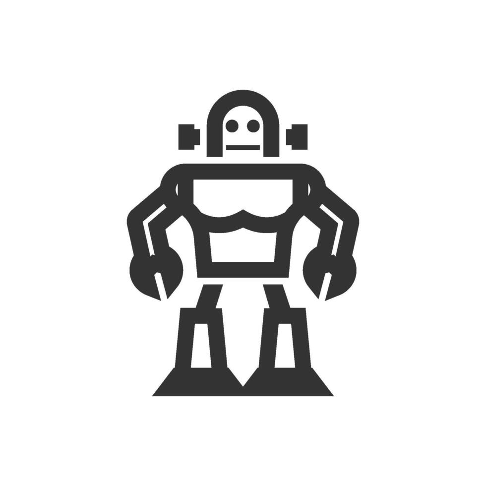 juguete robot icono en grueso contorno estilo. negro y blanco monocromo vector ilustración.