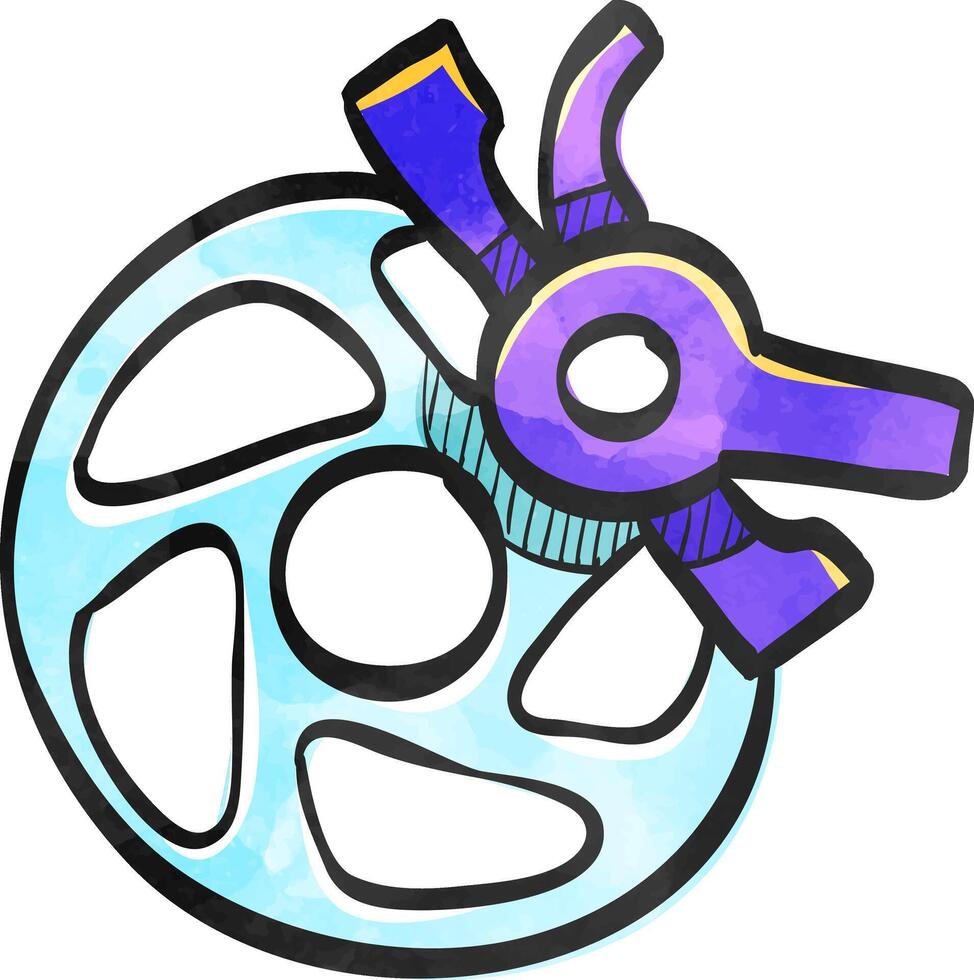 Bicycle brake icon in color drawing. Transportation sport cycling ride speed control safety stop spare part vector