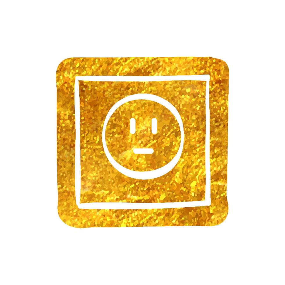 Hand drawn Protected electric outlet icon in gold foil texture vector illustration