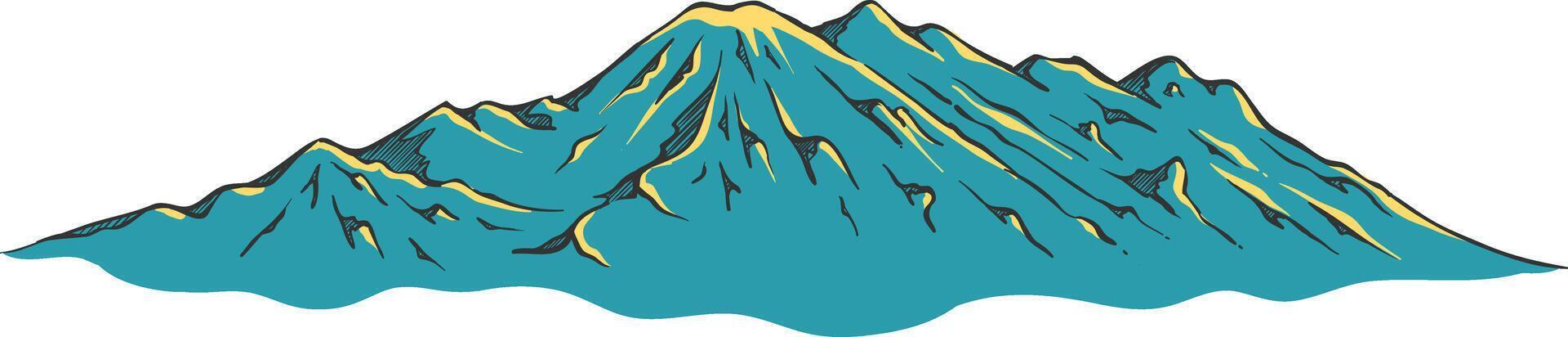 Hand drawn mountains color vector illustration