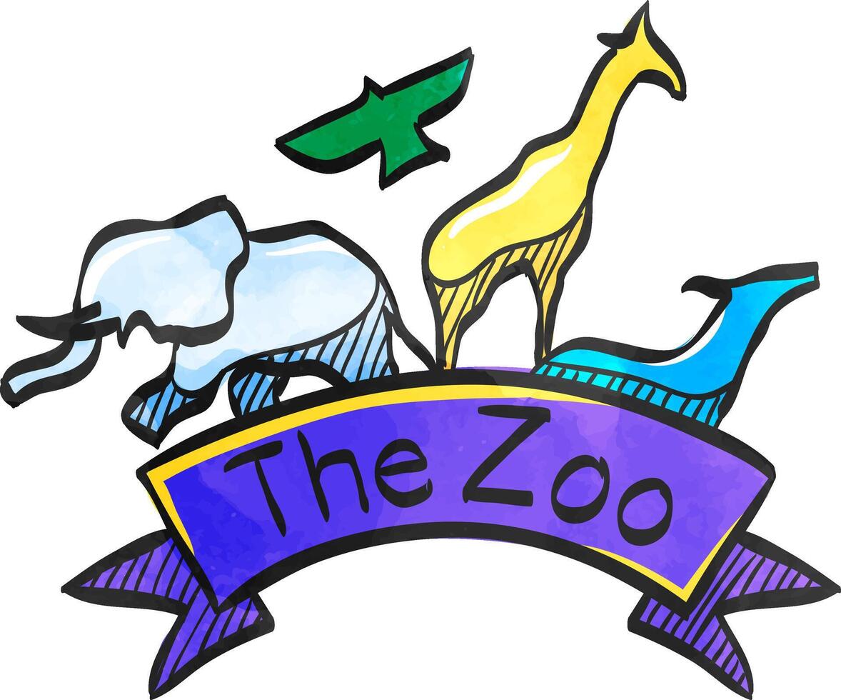 zoo portón icono en color dibujo. animal parque selva safari vector