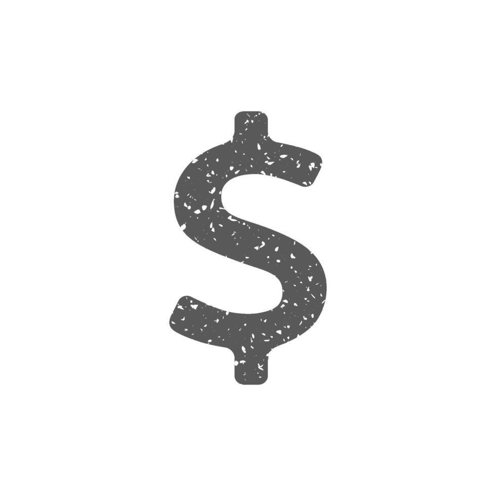 dólar firmar icono en grunge textura vector ilustración
