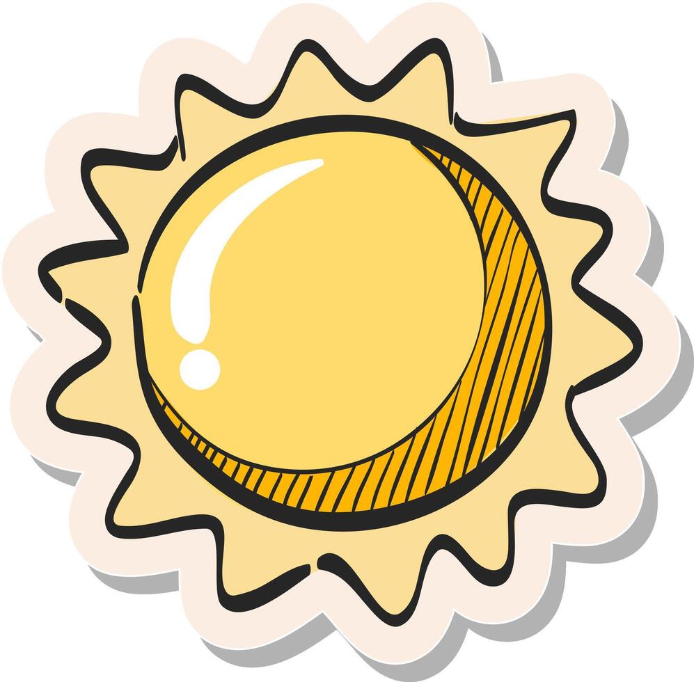 Hand drawn sticker style icon Forecast sunny vector