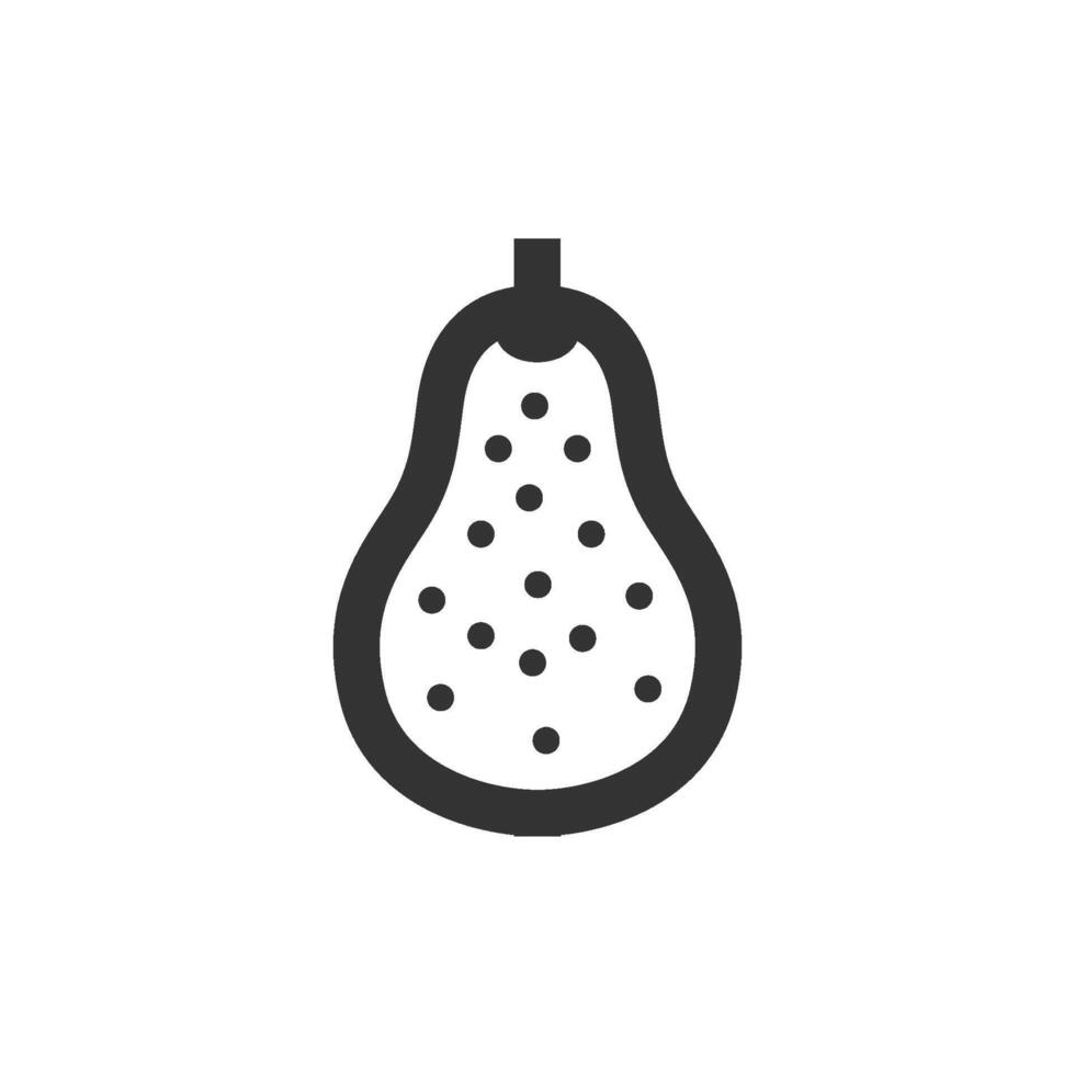 Pear icon in thick outline style. Black and white monochrome vector illustration.