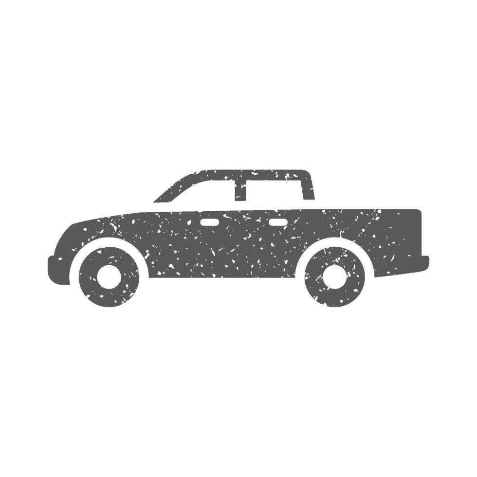 Car icon in grunge texture vector illustration