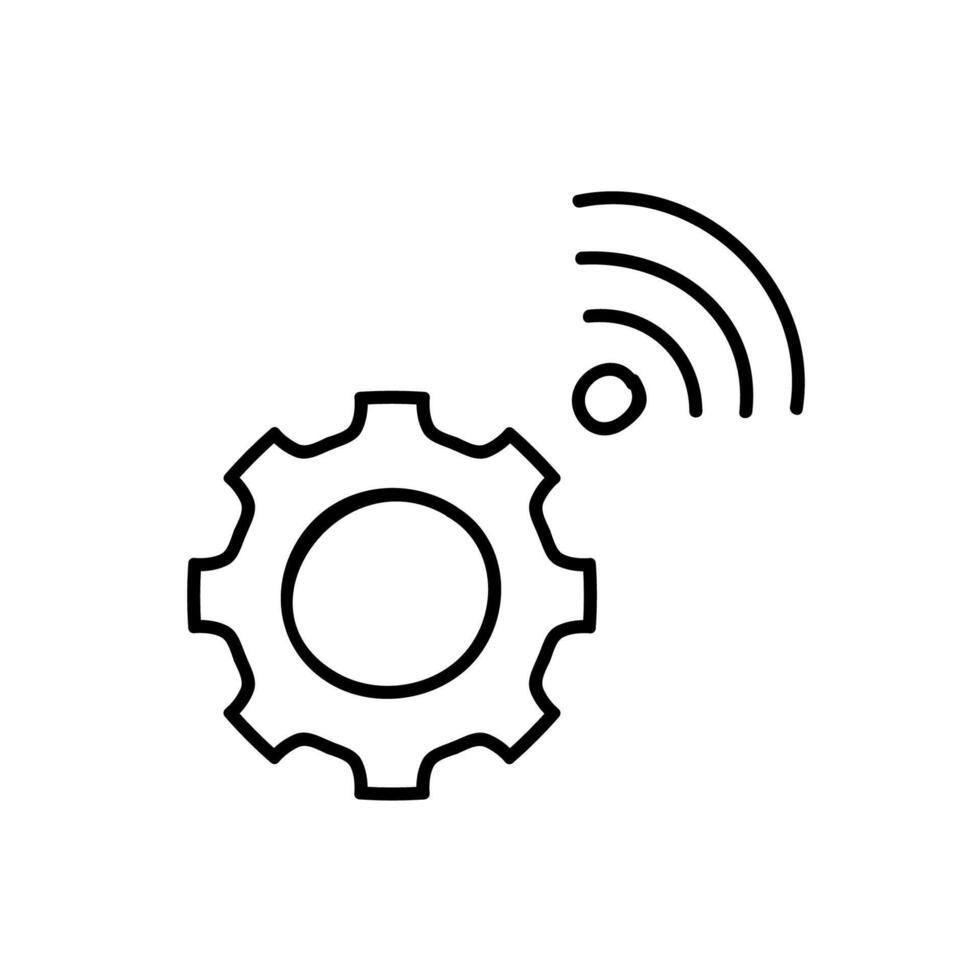 Wireless connected industrial icon. Hand drawn vector illustration. Editable line stroke.