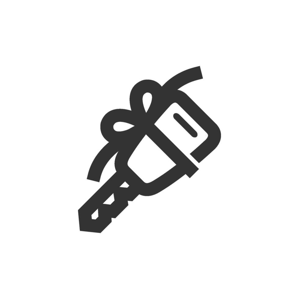 Car key prize icon in thick outline style. Black and white monochrome vector illustration.