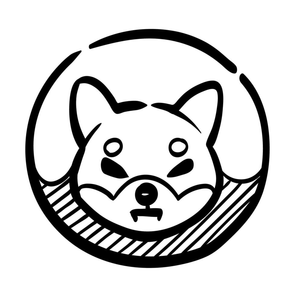 shiba inu símbolo mano dibujado vector ilustración.