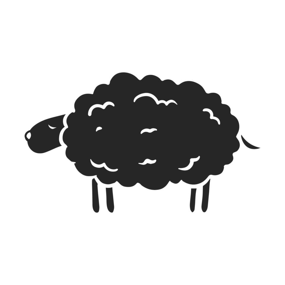 Hand drawn icon sleeping sheep. Vector illustration.