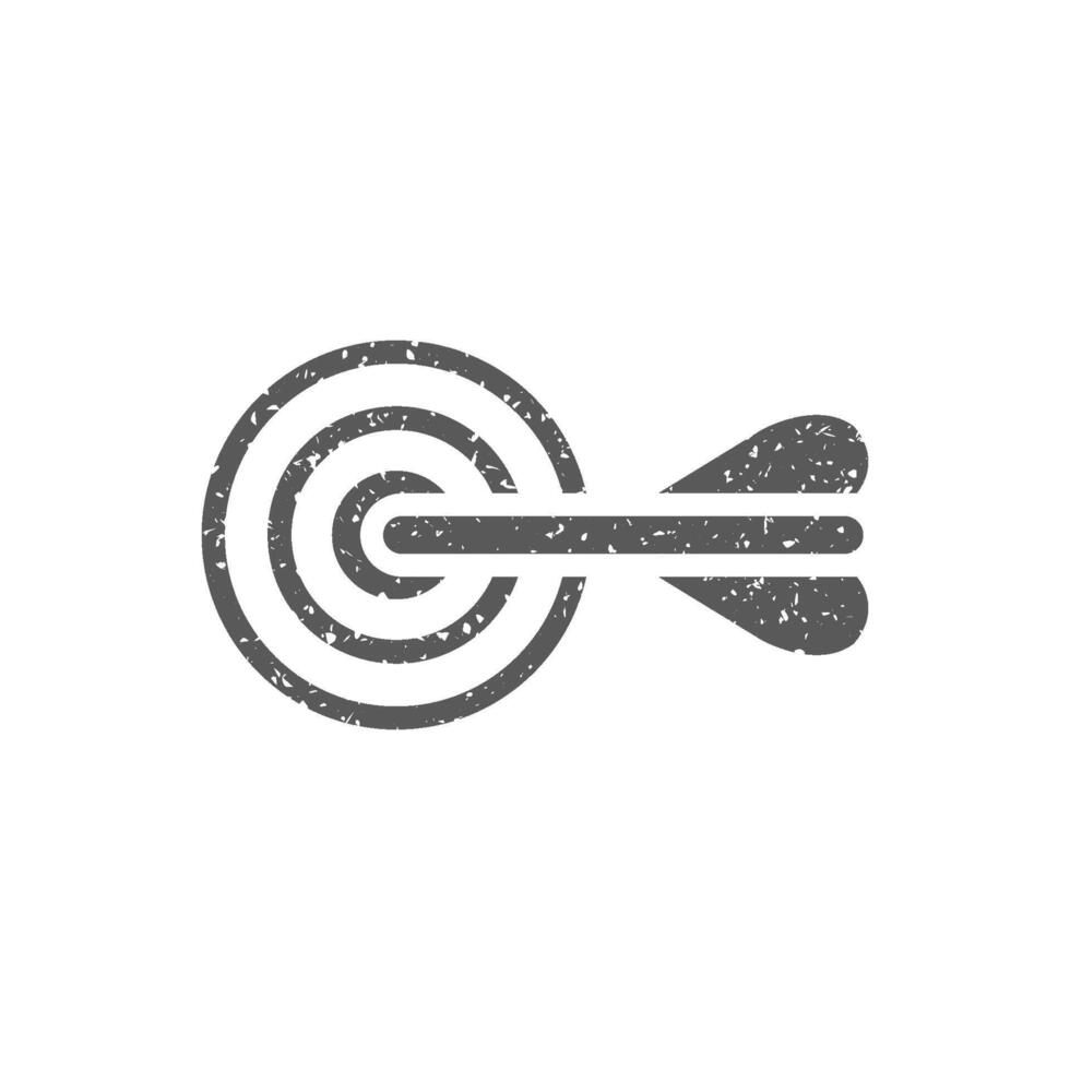 Arrow bullseye icon in grunge texture vector illustration