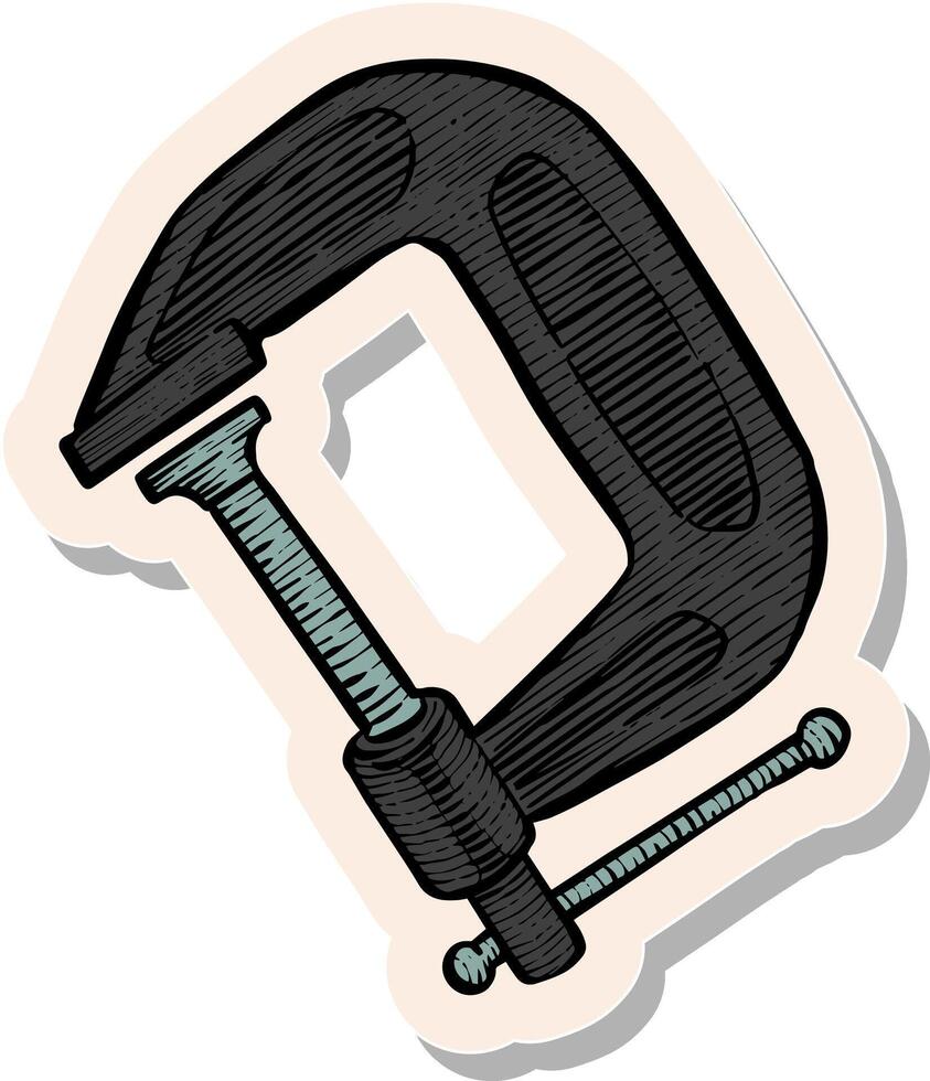 Hand drawn sticker style Clamp icon vector illustration