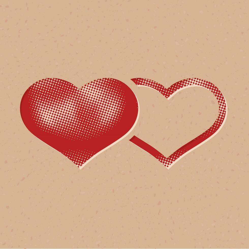 Heart shape halftone style icon with grunge background vector illustration