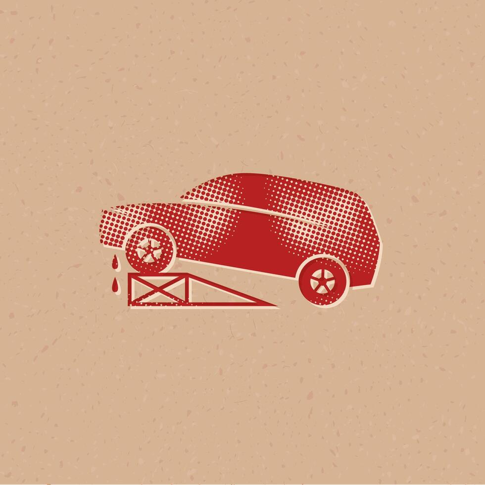 Car repair icons halftone style automotive with grunge background vector illustration