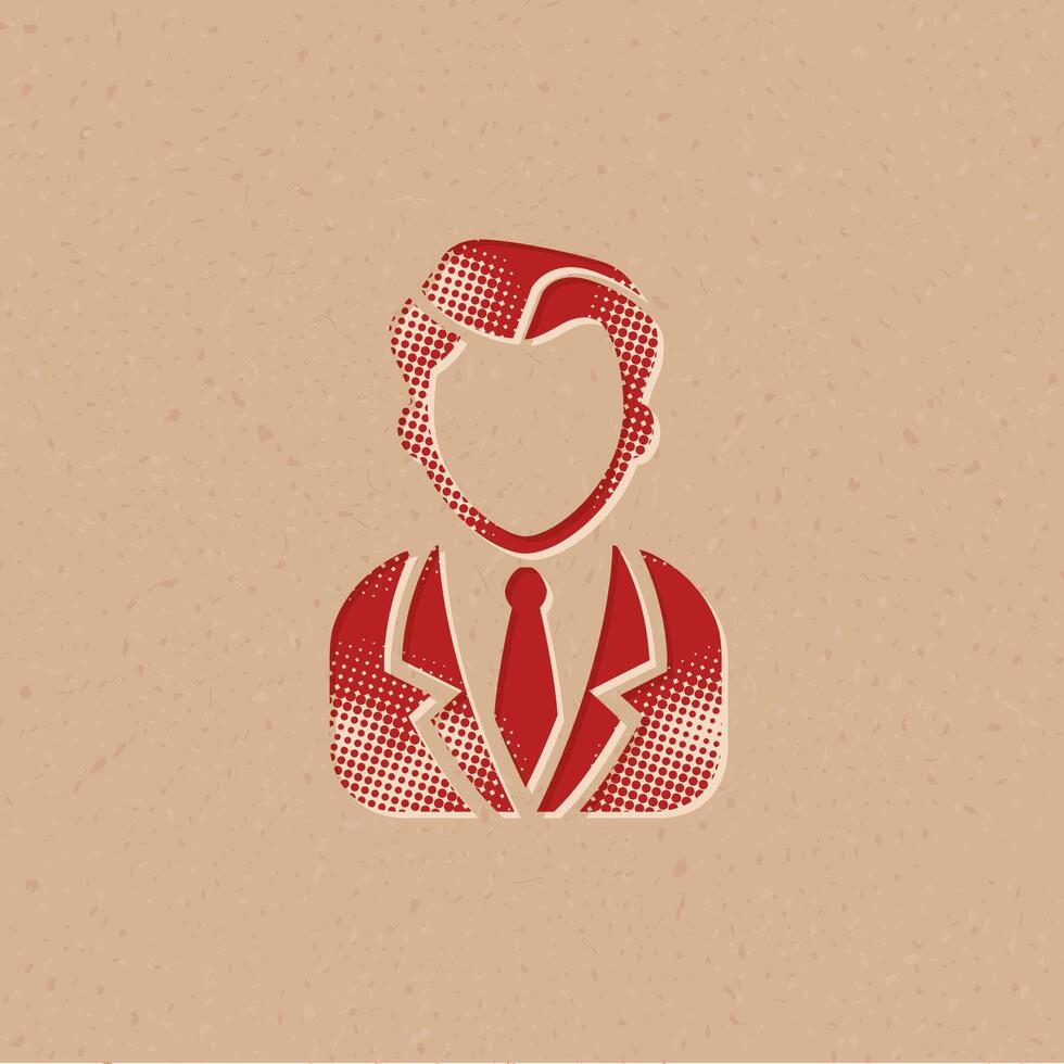 Businessman halftone style icon with grunge background vector illustration