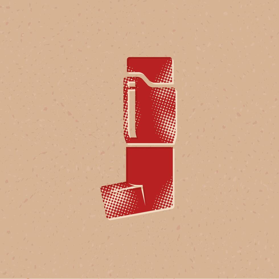 Asthma inhaler halftone style icon with grunge background vector illustration