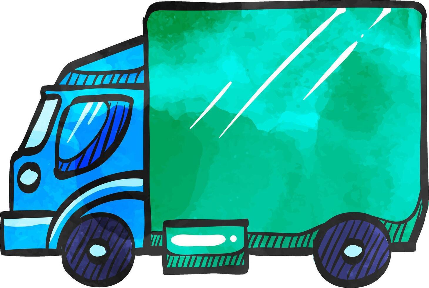 Truck icon in watercolor style. vector