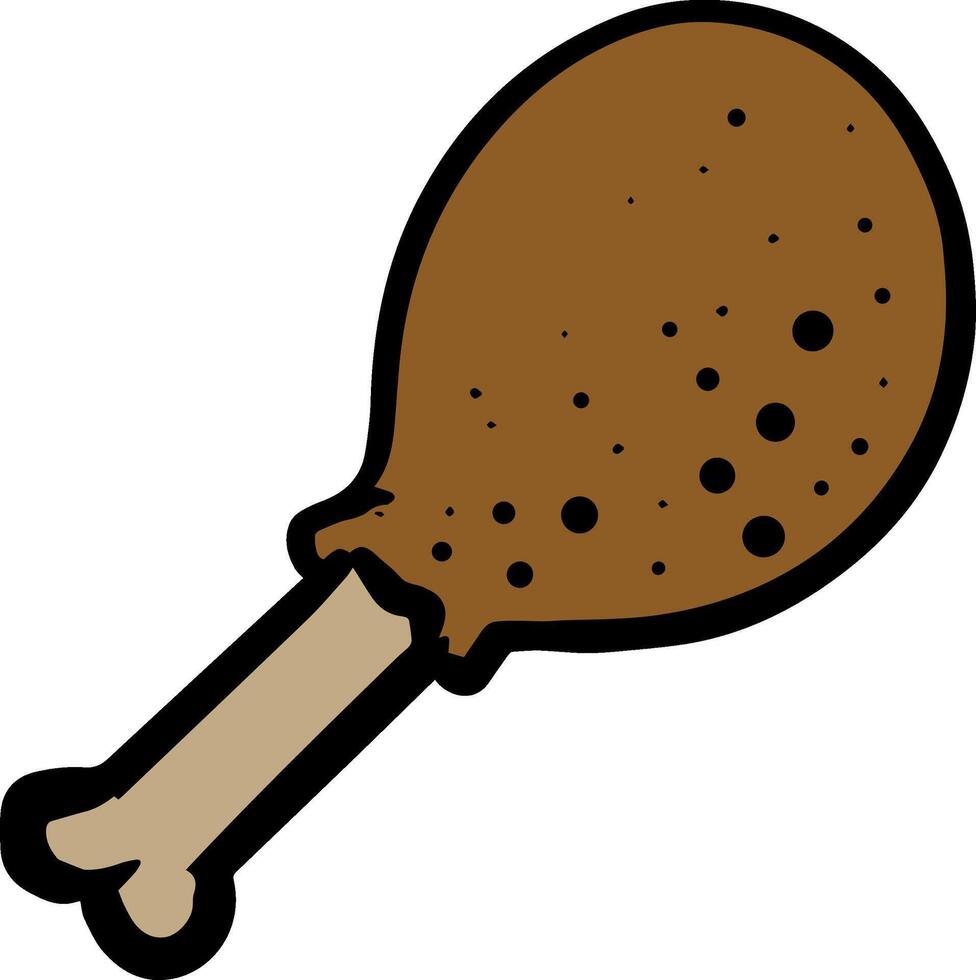 Hand drawn chicken drum stick color vector illustration