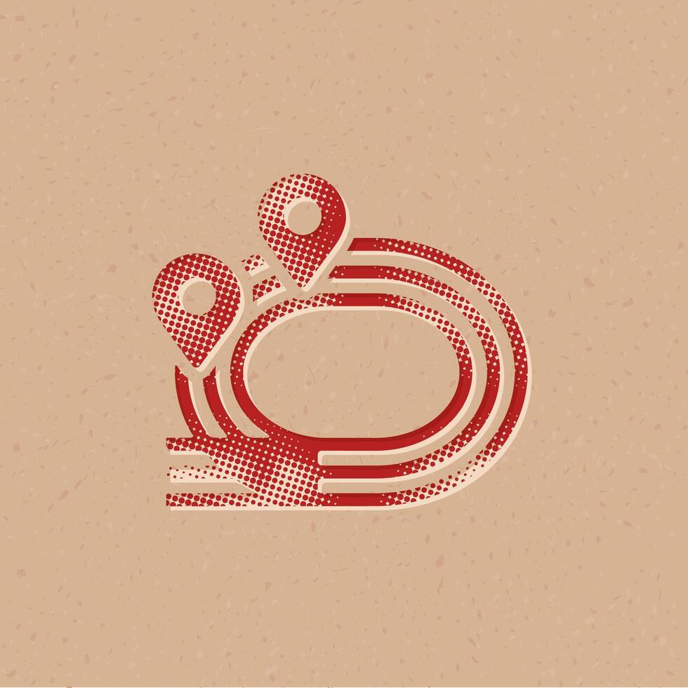 Sprinting field halftone style icon with grunge background vector illustration