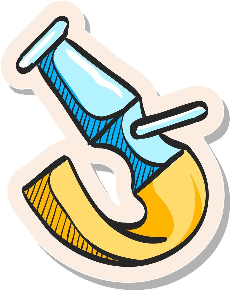 Hand drawn Fireman water hose icon in sticker style vector illustration