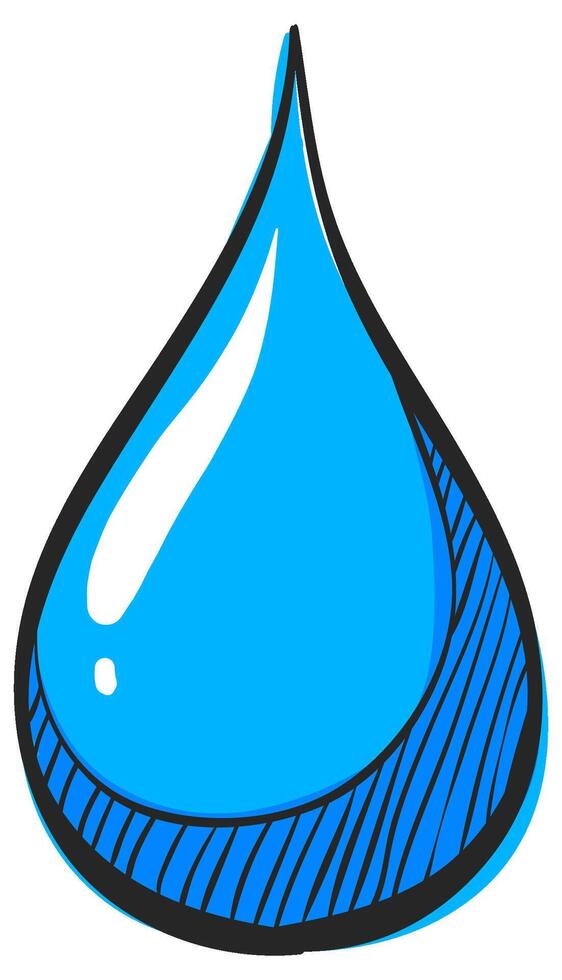 Water drop icon in hand drawn color vector illustration