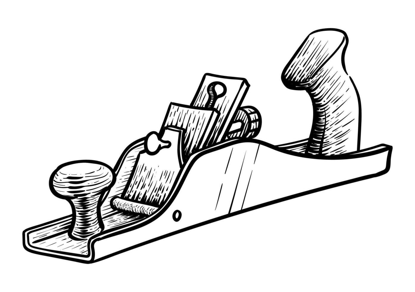 Hand plane icon in sketch style. Woodworking tool vector illustration.
