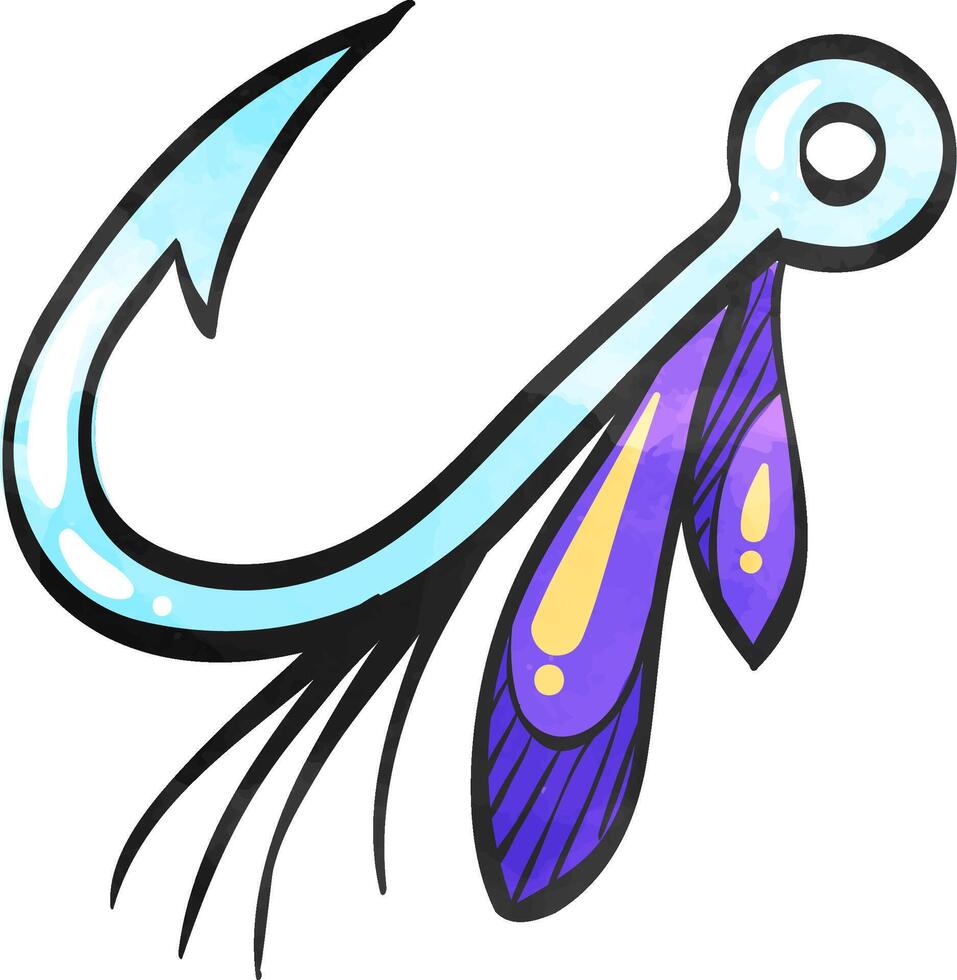 Fishing lure icon in watercolor style. vector