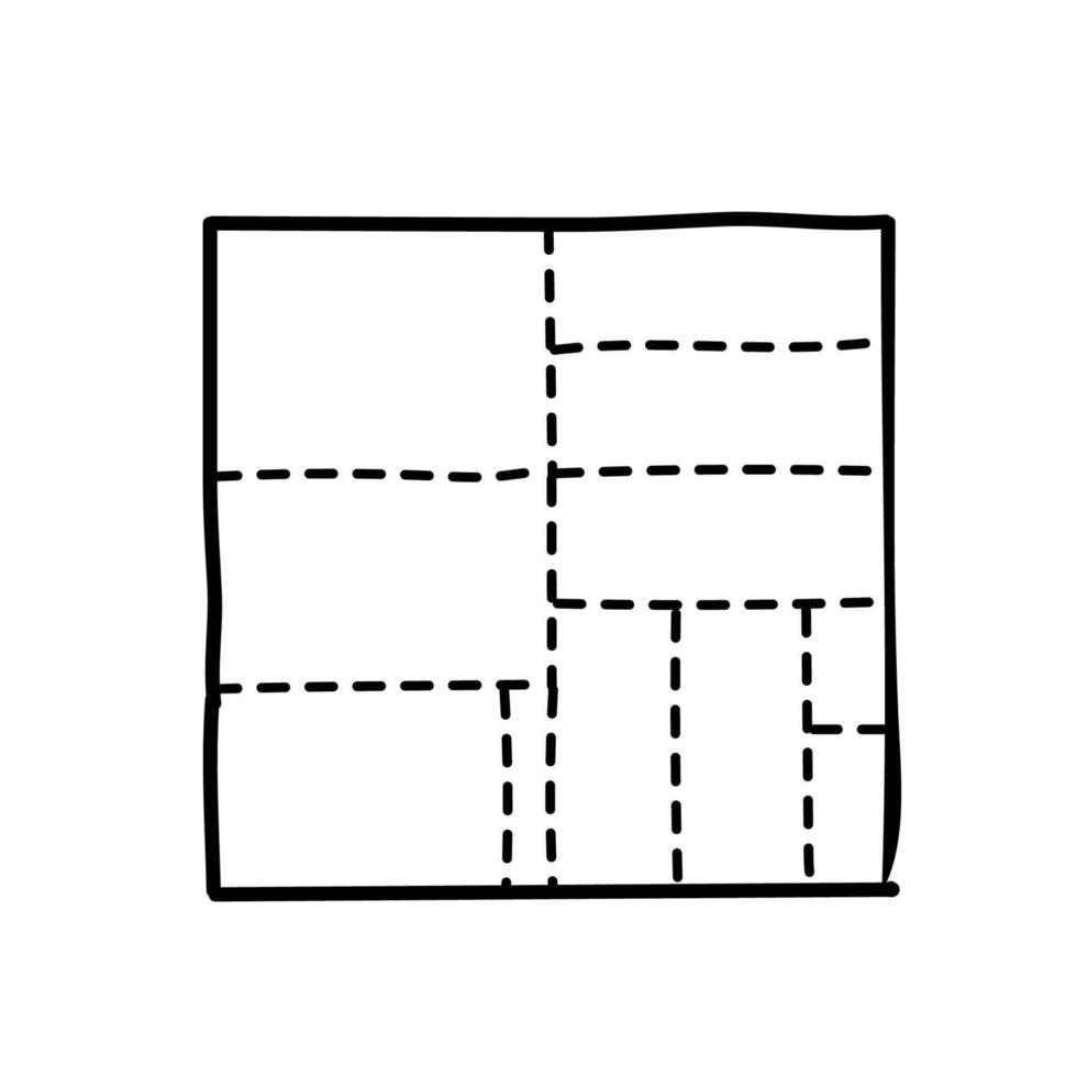 Woodworking plywood sheet cutting plan. Hand drawn vector illustration. Editable line stroke