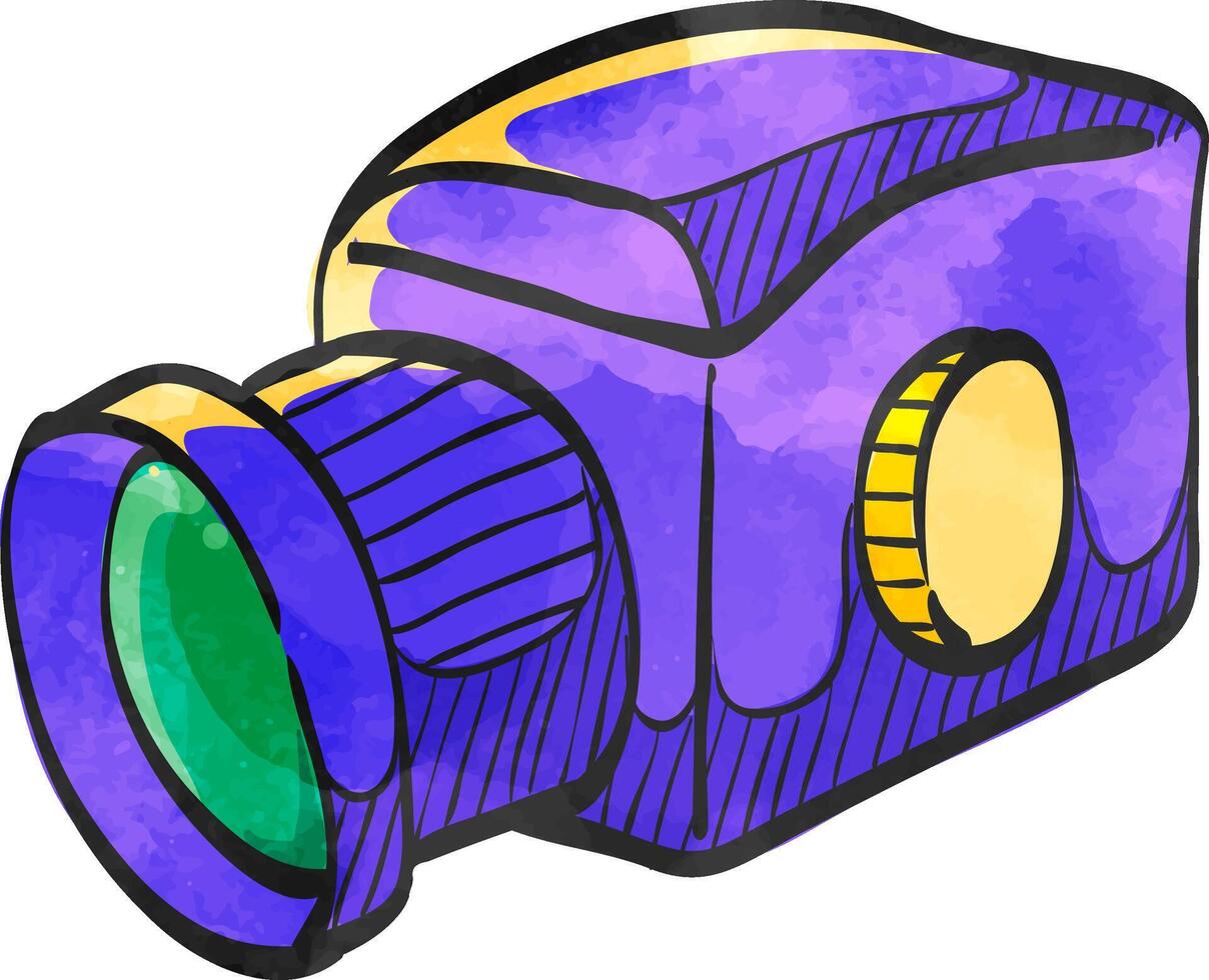 Camera icon in watercolor style. vector
